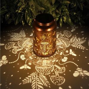 Copper Mushroom Pattern Lantern solar 2 pack